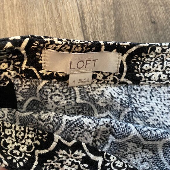 Loft Geometric Pleated Mini Skirt Linen Blend Size 4 - Picture 2 of 7